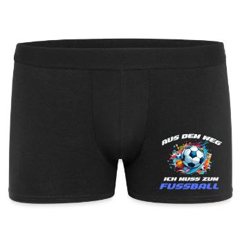 WM Aus dem Weg ich muss zum Fußball - Männer Boxer Shorts - Schwarz - Vorne