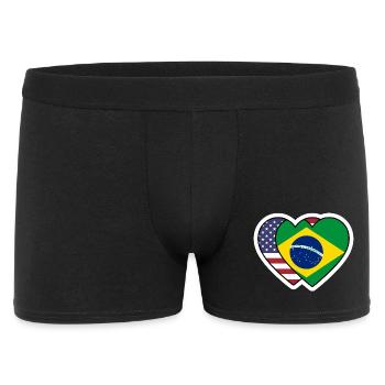 Sticker Cœurs USA Brésil - Design Drapeau  - Boxer Homme - noir - Devant