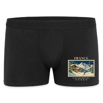Frankreich Courchevel Vintage Reisemarke - Männer Boxer Shorts - Schwarz - Vorne