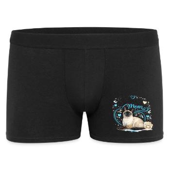 Maman siamoise aux pattes en cœur bleu - Boxer Homme - noir - Devant