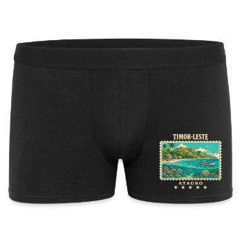 Timor-Leste Ataúro Vintage Reisemarke - Männer Boxer Shorts - Schwarz - Vorne