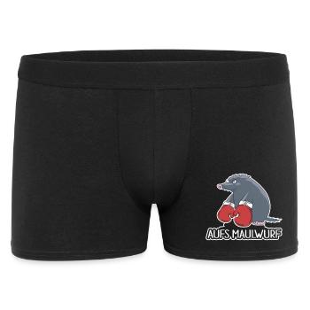 Aufs Maulwurf – Lustiges Cartoon Shirt - Männer Boxer Shorts - Schwarz - Vorne