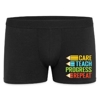Pre K Teacher Care Teach Repeat Kindergarten - Männer Boxer Shorts - Schwarz - Vorne