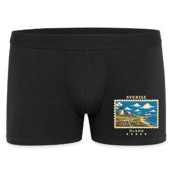 Schweden Öland Vintage Reisemarke - Männer Boxer Shorts - Schwarz - Vorne