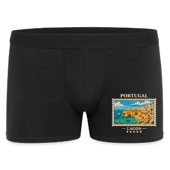 Portugal Lagos Vintage Reisemarke - Männer Boxer Shorts - Schwarz - Vorne