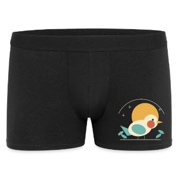 Vogel vor Retro-Sonne - Männer Boxer Shorts - Schwarz - Vorne