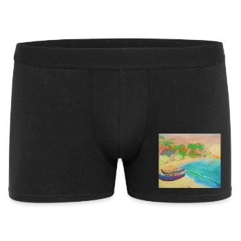 Insellandschaftsstrand und heißer Sand - Männer Boxer Shorts - Schwarz - Vorne