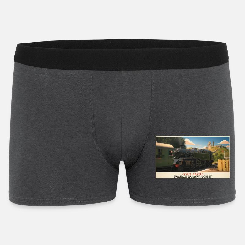 Corfe Castle Dampflok-Plakat - Männer Boxer Shorts - Anthrazit