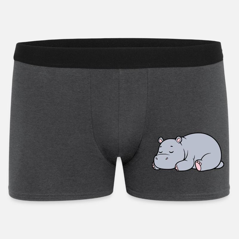 Sleeping Hippopotamus Tired Lazy Vector - Men's Boxer Shorts - charcoal grey