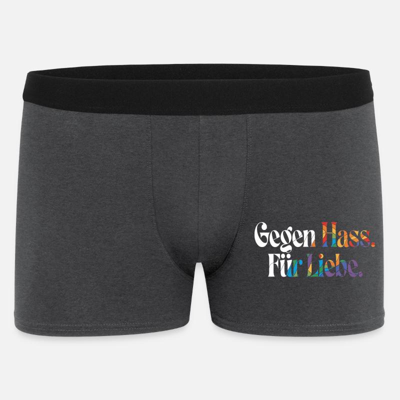 Liebe statt Hass Spruch Positivity Statement - Männer Boxer Shorts - Anthrazit