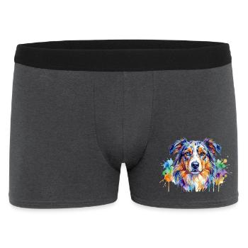 Bunter Wasserfarben-Hundeportrait - Männer Boxer Shorts - Anthrazit - Vorne