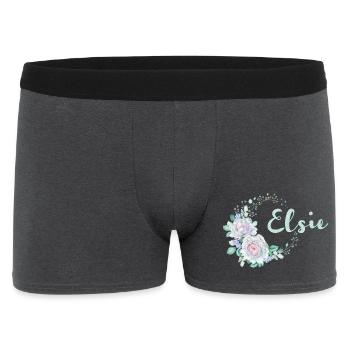Elsie Aquarellblumen Kranz - Männer Boxer Shorts - Anthrazit - Vorne