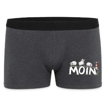 Moin Schafe Leuchtturm Nordsee Küstenhumor - Männer Boxer Shorts - Anthrazit - Vorne