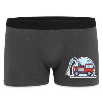 Feuerwehrauto mit Drehleiter und Wasserstrahl - Männer Boxer Shorts - Anthrazit - Vorne