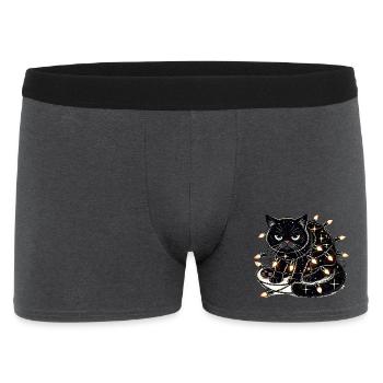 Grumpy Christmas Cat. Meow but please without tinsel - Men's Boxer Shorts - charcoal grey - Front