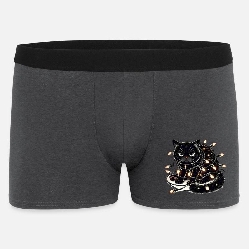 Grumpy Christmas Cat. Meow but please without tinsel - Men's Boxer Shorts - charcoal grey
