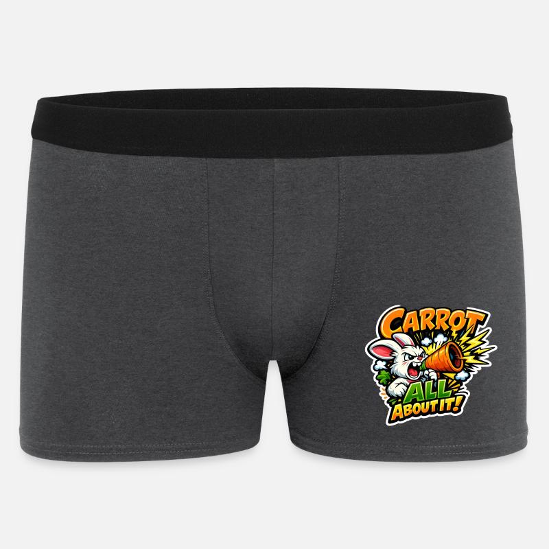 Carrot Megaphone Bunny – Comic Style - Men's Boxer Shorts - charcoal grey