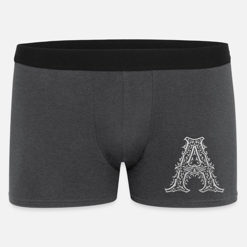 Lettre A ornée d'arabesques argentées - Boxer Homme - charbon