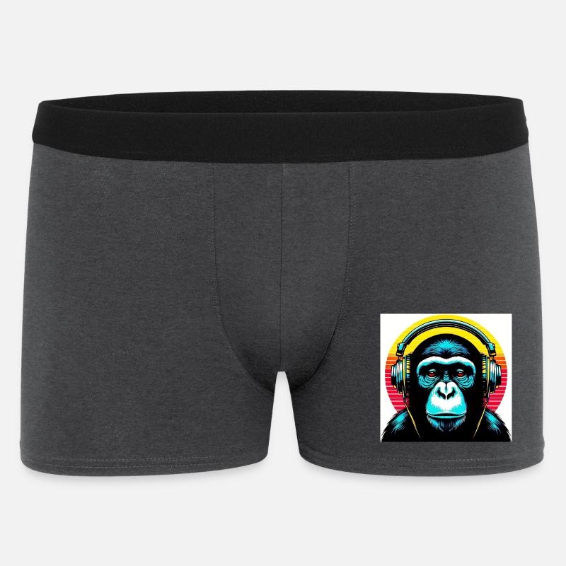 Schimpansenaffe hört Musik mit Kopfhörern - Männer Boxer Shorts - Anthrazit