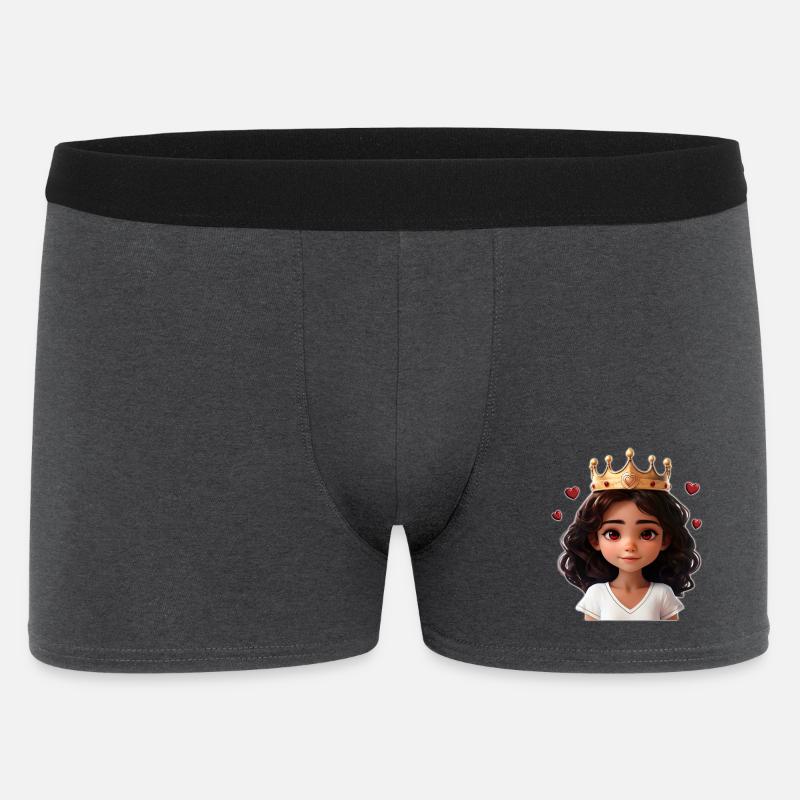 Süßes Mädchen mit Krone und Herzchen - Männer Boxer Shorts - Anthrazit
