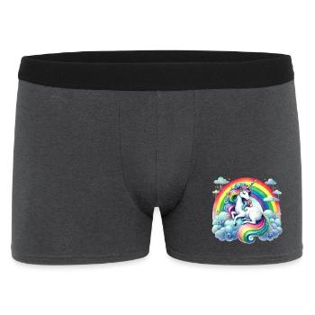 Rainbow Unicorn on Clouds - Men's Boxer Shorts - charcoal grey - Front