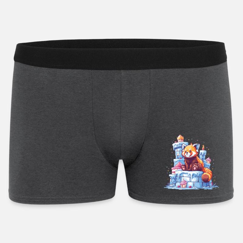 Roter Panda auf Eisburg - Männer Boxer Shorts - Anthrazit
