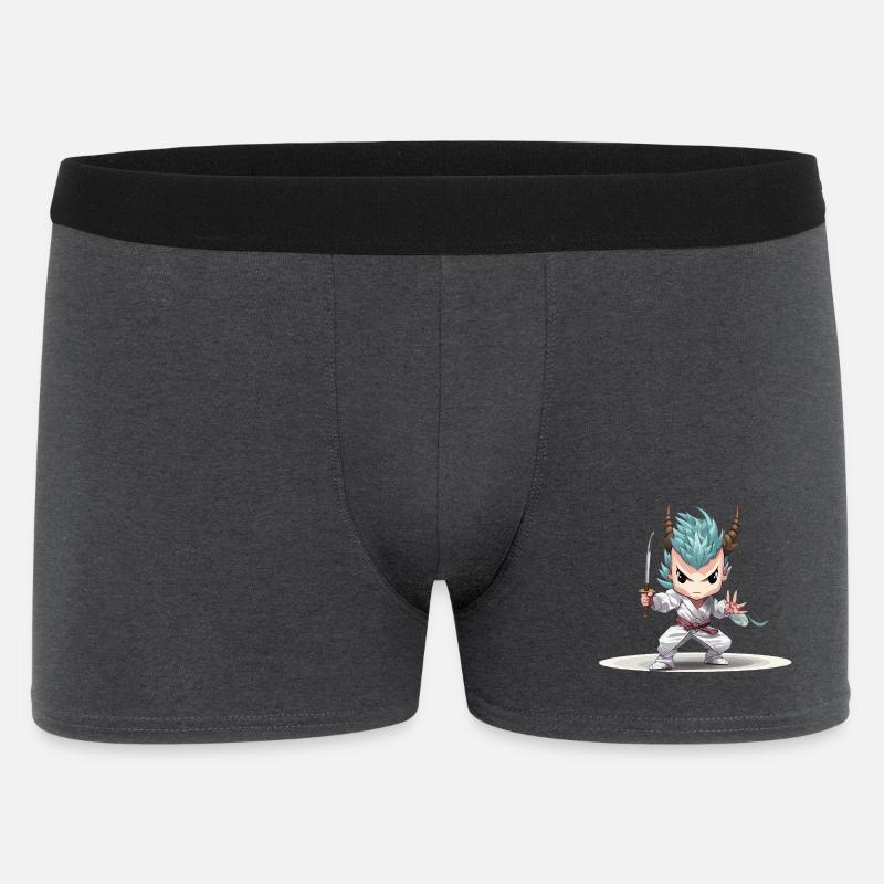 Chibi Krieger mit Katana - Männer Boxer Shorts - Anthrazit