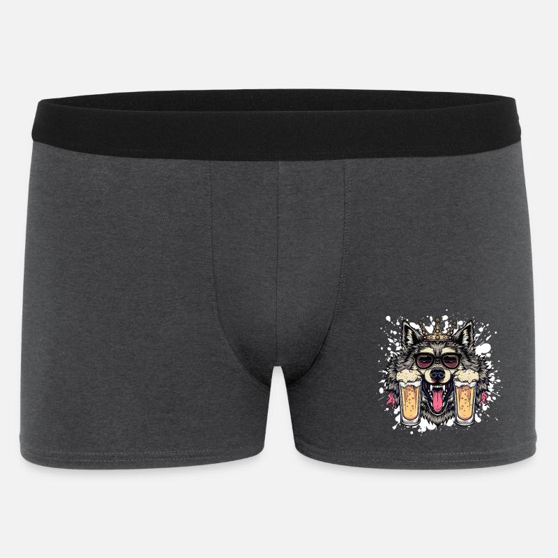 Wolf Bier Lustig - Männer Boxer Shorts - Anthrazit