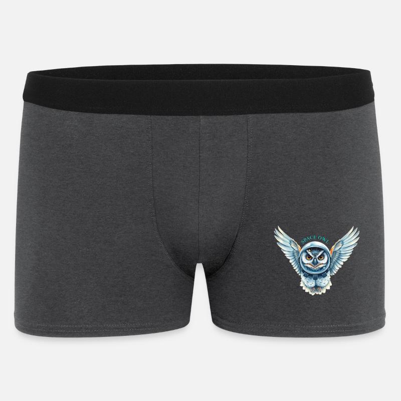 Weltraum-Eule im Raumanzug - Männer Boxer Shorts - Anthrazit
