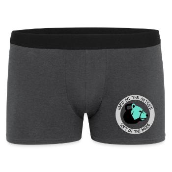 Hart außen, weich innen Bär-Logo - Männer Boxer Shorts - Anthrazit - Vorne