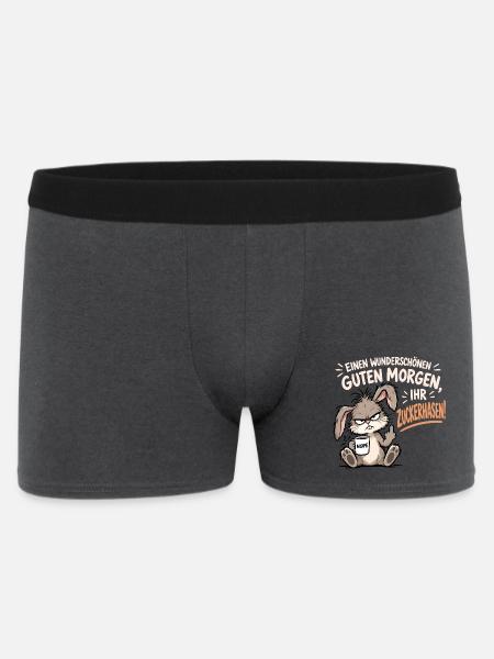 Morgenmuffel Hase - Männer Boxer Shorts - Anthrazit