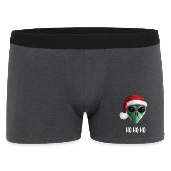 Ho Ho Ho Alien - Alien mit Weihnachtsmütze - Männer Boxer Shorts - Anthrazit - Vorne