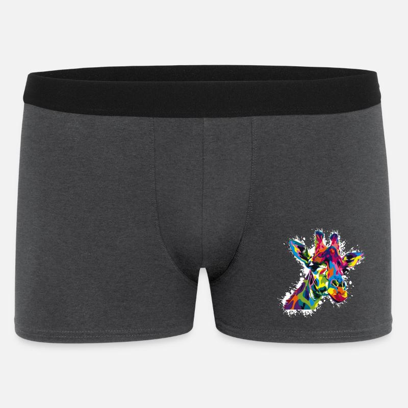 Farbige Giraffe Popart - Männer Boxer Shorts - Anthrazit