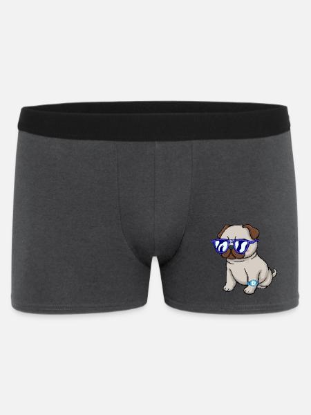 Mops mit blauer Brille - Männer Boxer Shorts - Anthrazit
