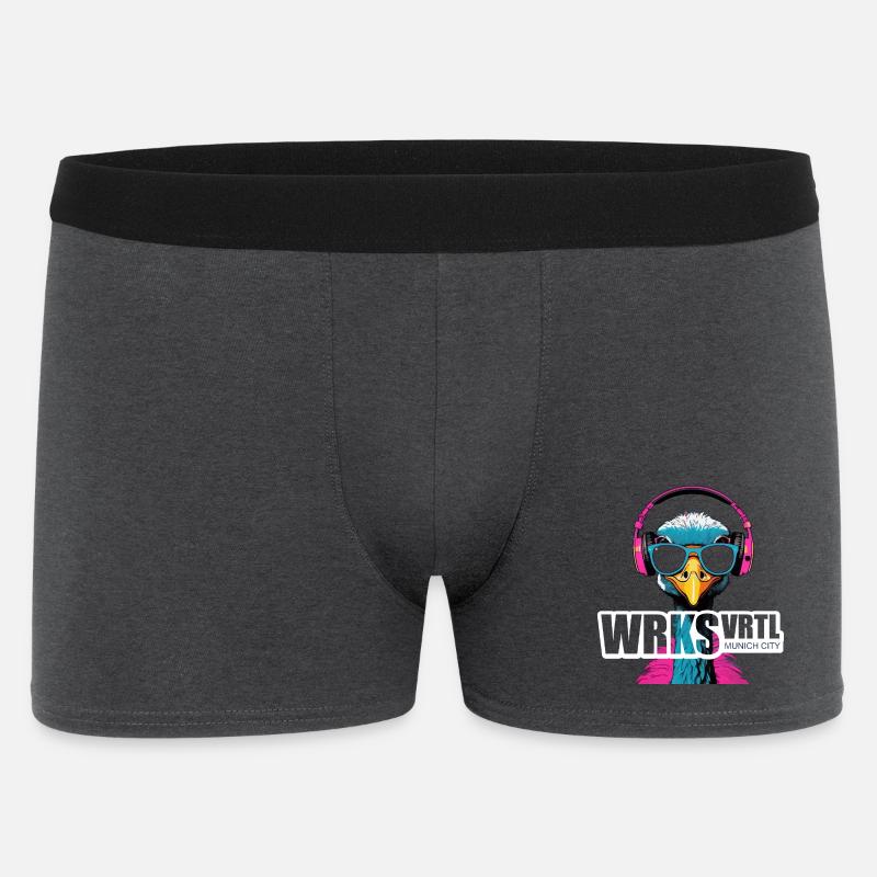 Werksviertel Vogel mit Sonnenbrille und Kopfhörern - Männer Boxer Shorts - Anthrazit