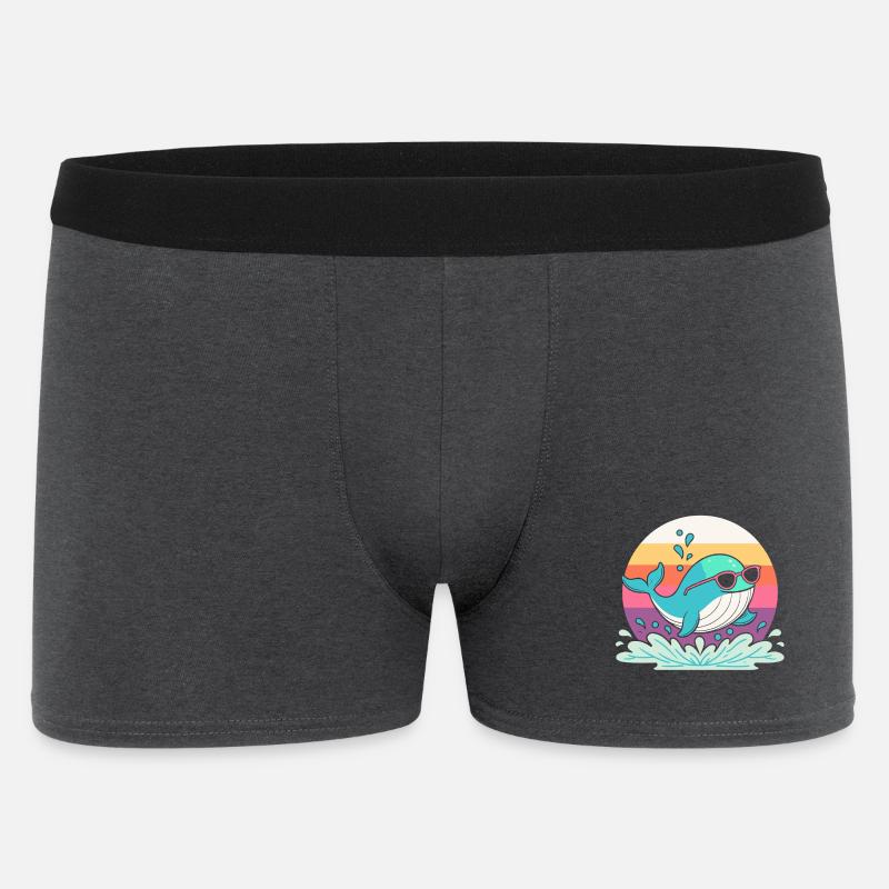 Whale Surf Retro Rainbow - Männer Boxer Shorts - Anthrazit