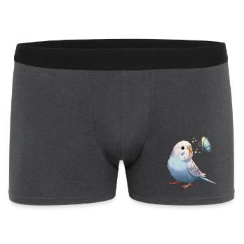 Wellensittich mit Schmetterling - Männer Boxer Shorts - Anthrazit - Vorne