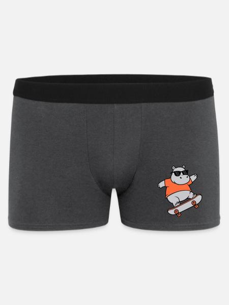 Cool Hippopotamus Skater Skateboard Vector - Men's Boxer Shorts - charcoal grey