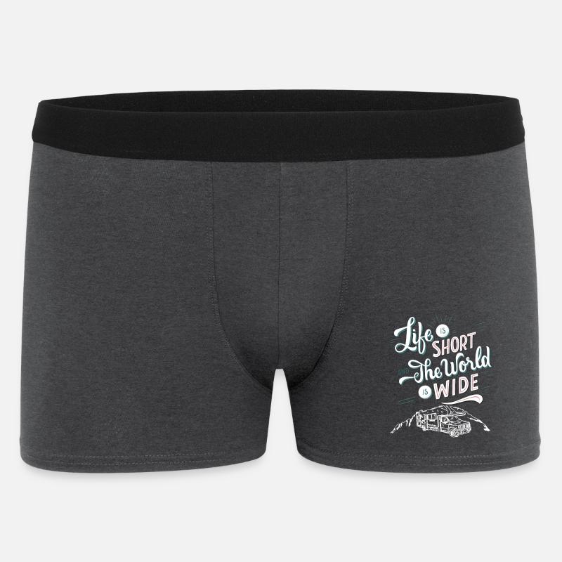 Leben Kurz Welt Weit Abenteuer - Männer Boxer Shorts - Anthrazit