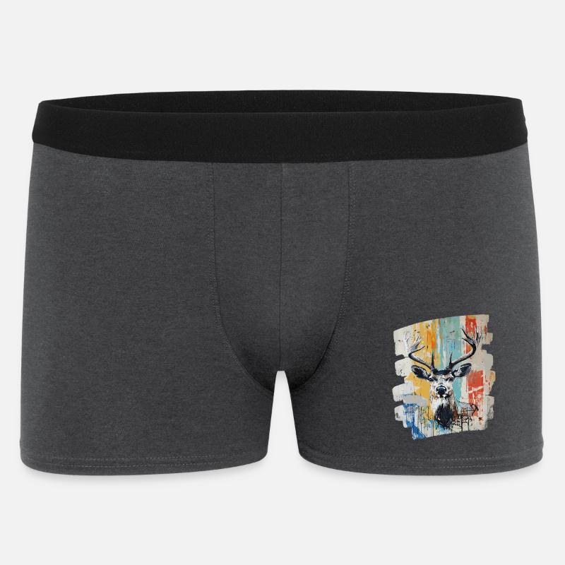 Hirsch mit Geweih - Männer Boxer Shorts - Anthrazit
