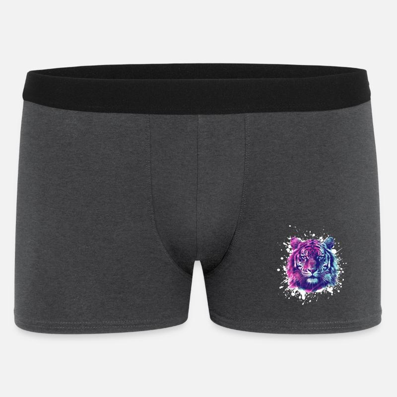 Neon Tiger Splatter Portrait - Männer Boxer Shorts - Anthrazit