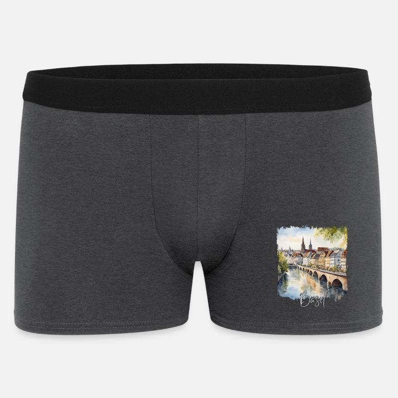 Basel Aquarell, Basel Schweiz - Männer Boxer Shorts - Anthrazit
