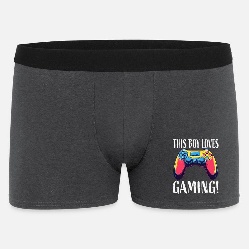 Junge liebt Gaming Controller - Männer Boxer Shorts - Anthrazit