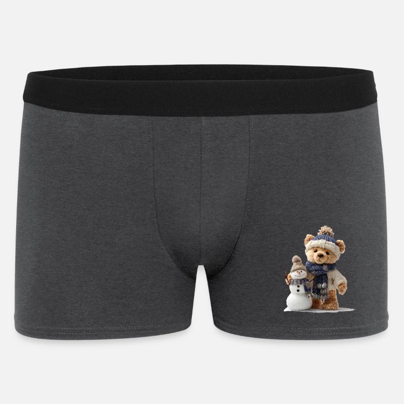 Teddybär baut einen Schneemann - Männer Boxer Shorts - Anthrazit