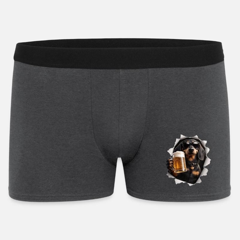 Dackel Bier - Männer Boxer Shorts - Anthrazit