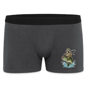 Funny raccoon rides on a bass fish - Men's Boxer Shorts - charcoal grey - Front
