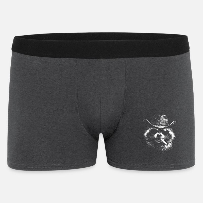 Waschbär Cowboy mit Zigarre - Männer Boxer Shorts - Anthrazit