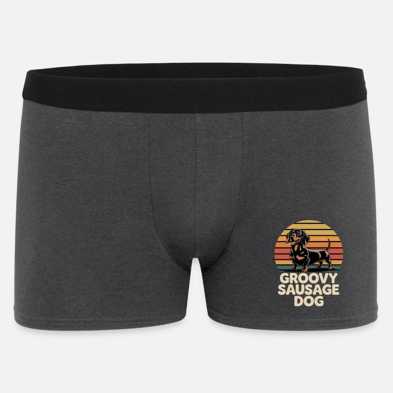 Groovy Dackel - Männer Boxer Shorts - Anthrazit
