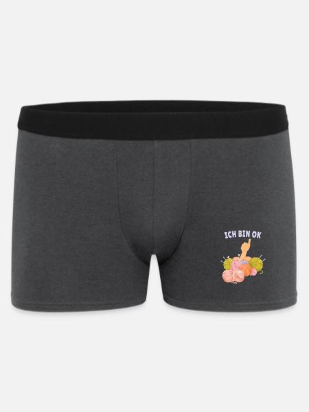 Ich bin OK – Bunte Wolle, gute Laune - Männer Boxer Shorts - Anthrazit