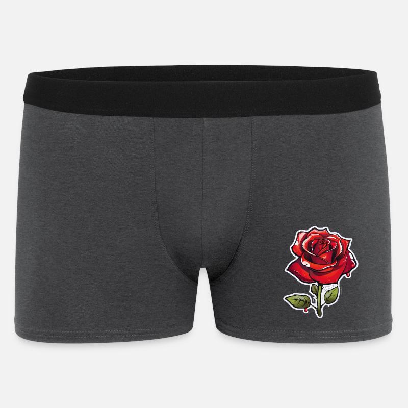 Rote Rose im Comics-Stil - Männer Boxer Shorts - Anthrazit